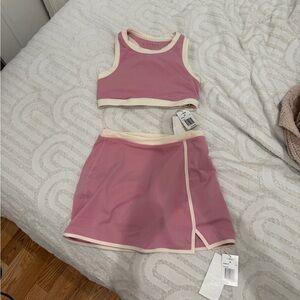 L*Space Pink and white contrast Skirt Set